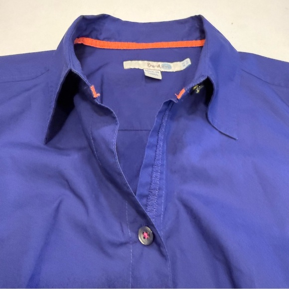 Boden Women’s Deep Blue Button Up Shirt W/ Contrast Flip Cuffs & Collar Sz 6 - Picture 13 of 13